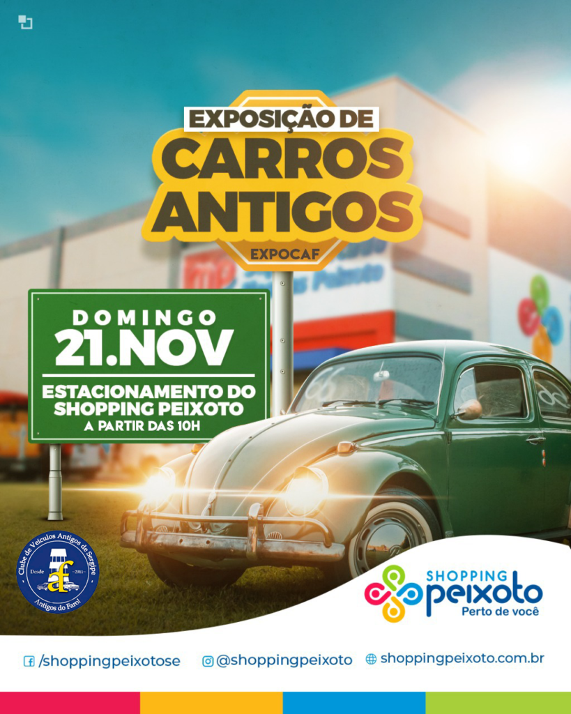 Exposição de Carros Antigos acontecerá neste domingo, 21/11.