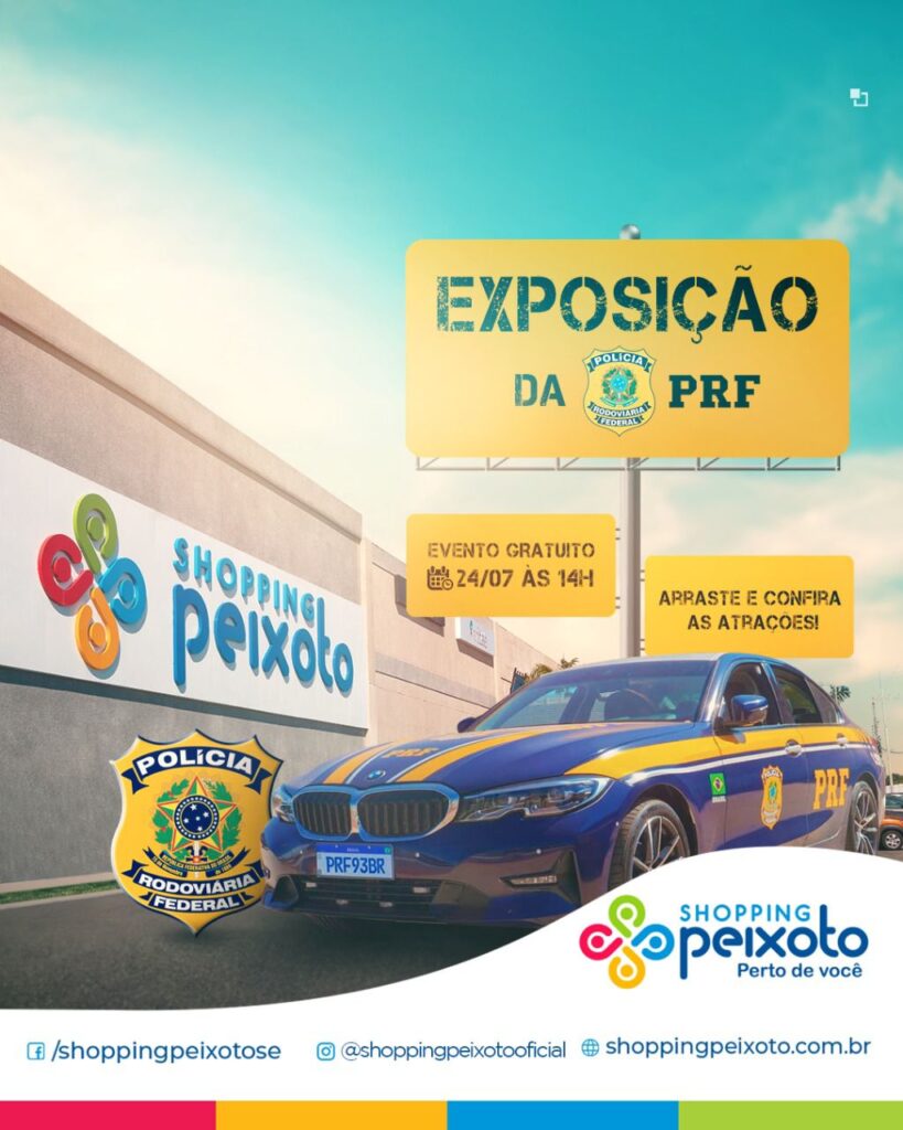 Shopping Peixoto recebe exposição da Polícia Rodoviária Federal no próximo domingo, 24