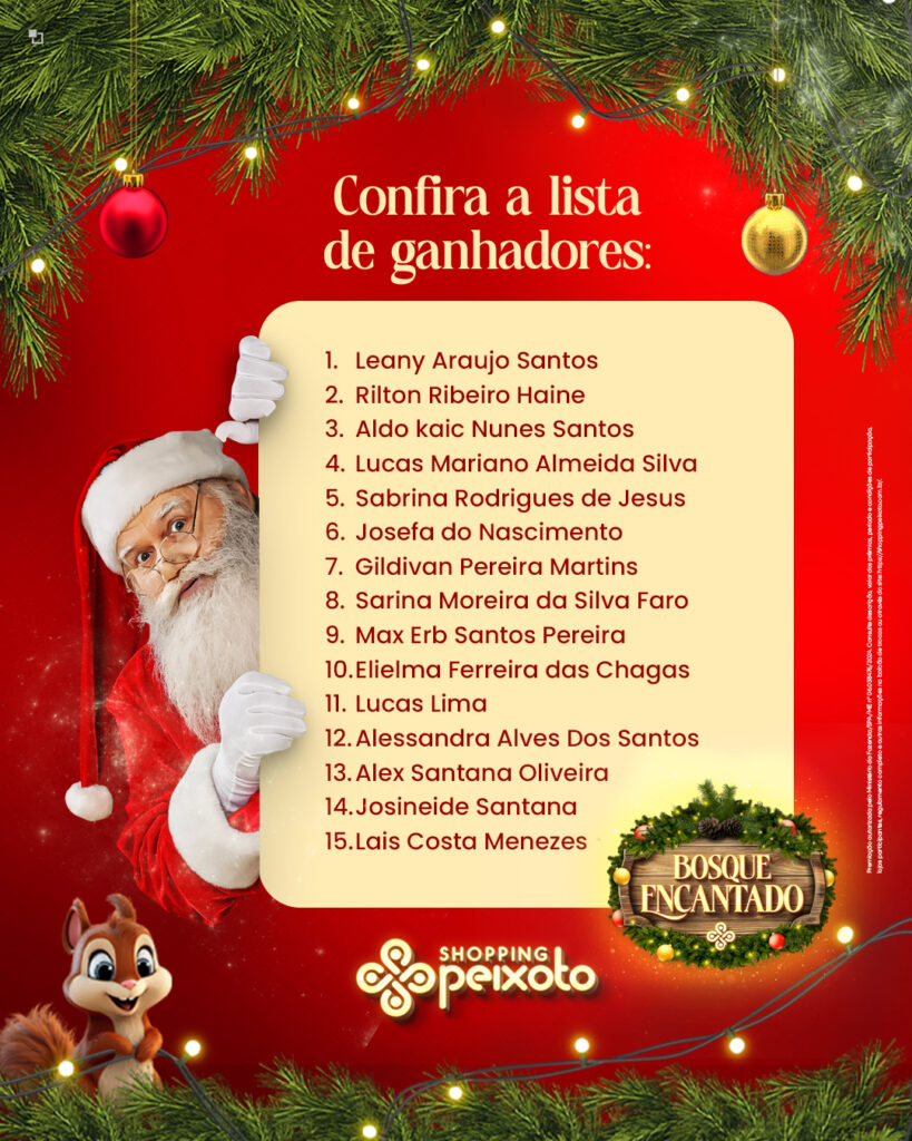 LISTA DE GANHADORES SORTEIO NATAL 2024